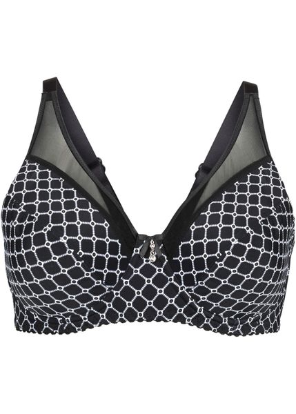 Biustonosz minimizer z siateczką. Czarne biustonosze bonprix, bez wzorów. Za 77.99 zł.