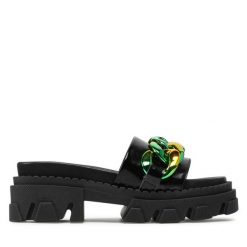 Klapki Carinii. Czarne klapki Carinii, bez wzorów, bez obcasa, bez zapięcia. Za 259.99 zł.