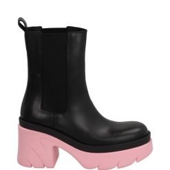 BOTKI DAMSKIE FA1001 NERO-ROSA. Botki Venezia, bez wzorów, ze skóry, bez obcasa, bez zapięcia. Za 199.00 zł.