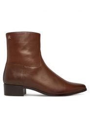 Tommy Hilfiger Botki Leather Ankle Boot W Zip FW0FW09921 Brązowy. Brązowe botki Tommy Hilfiger, bez wzorów, ze skóry, bez obcasa, na płaskiej podeszwie, bez zapięcia. Za 699.99 zł.