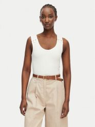 Tommy Hilfiger Top WW0WW52112 Biały Slim Fit. Białe topy Tommy Hilfiger, xxs, bez wzorów, z wiskozy, bez kołnierzyka, bez ramiączek. Za 249.99 zł.
