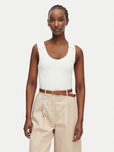 Tommy Hilfiger Top WW0WW52112 Biały Slim Fit. Białe topy Tommy Hilfiger, xxs, bez wzorów, z wiskozy, bez kołnierzyka, bez ramiączek. Za 249.99 zł.