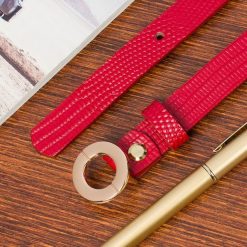 Skórzany pasek damski do spodni sukienki czerwona skóra nat 1,8 cm Beltimore O15 : Kolory - czerwony, Rozmiar pasków - r.100-115 cm. Czerwone paski bez wzorów, ze skóry. Za 49.99 zł.
