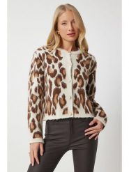 Happiness Istanbul Kardigan w kolorze kremowo-jasnobrązowym rozmiar: S/M. Brązowe swetry Happiness Istanbul, m, bez wzorów, ze splotem, bez ramiączek. Za 87.19 zł.