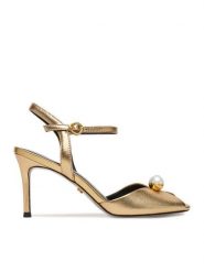 GINO ROSSI Sandały CEO-ROSE-LT2090-2-N Złoty. Żółte sandały Gino Rossi, bez wzorów, ze skóry, bez obcasa, na szpilce, bez zapięcia. Za 429.99 zł.