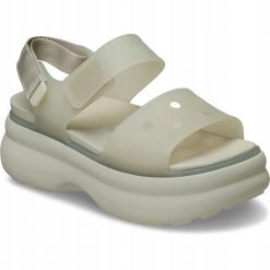 Sandały dla Kobiet Crocs Soho Frosted Y-Strap Sandal. Brązowe sandały Crocs, bez wzorów, z materiału, eleganckie, bez obcasa, na platformie, bez zapięcia. Za 199.90 zł.