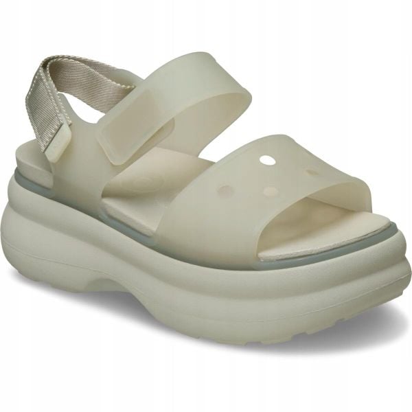 Sandały dla Kobiet Crocs Soho Frosted Y-Strap Sandal. Brązowe sandały Crocs, bez wzorów, z materiału, eleganckie, bez obcasa, na platformie, bez zapięcia. Za 199.90 zł.