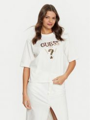 Guess T-Shirt V4YI06 I3Z14 Écru Boxy Fit. T-shirty Guess, xs, z aplikacjami, z bawełny, bez kołnierzyka, bez ramiączek. Za 169.99 zł.