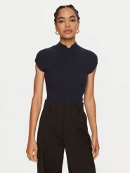 TWINSET Bluzka 242TP3110 Granatowy Slim Fit. Niebieskie bluzki Twinset, m, bez wzorów, z wiskozy, bez kołnierzyka, bez ramiączek. Za 339.99 zł.
