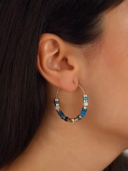 Luja Bijoux Pozłacane kolczyki-kreole z kamieniem szlachetnym rozmiar: onesize. Żółte kolczyki Luja Bijoux, pozłacane. Za 55.45 zł.