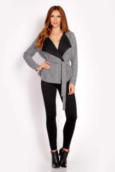 Szary Stylowy Kardigan-Narzutka bez Zapięcia z Wiązanym Paskiem. Szare swetry Lou-Lou, l, bez wzorów, z bawełny, eleganckie, bez ramiączek. Za 159.00 zł.
