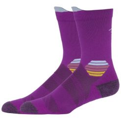 Skarpetki sportowe dla dorosłych Fujitrail Run Crew Sock. Fioletowe skarpetki ASICS, bez wzorów, z elastanu. Za 59.99 zł.