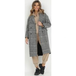 Czarno-Biały Płaszcz Eidica. Czarne płaszcze Born2be, l, z aplikacjami, eleganckie, bez kaptura. W wyprzedaży za 175.99 zł.