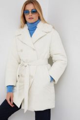 United Colors of Benetton kurtka damska kolor beżowy zimowa oversize. Brązowe kurtki United Colors Of Benetton, na zimę, bez wzorów, bez kaptura. W wyprzedaży za 679.99 zł.
