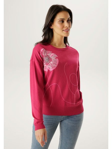 Aniston Sweter w kolorze bordowym rozmiar: 40. Czerwone swetry Aniston, bez wzorów, bez ramiączek. Za 101.23 zł.