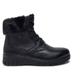 Botki Caprice. Czarne botki Caprice, bez wzorów, bez obcasa, na płaskiej podeszwie, bez zapięcia. Za 299.99 zł.