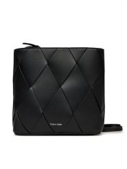 Calvin Klein Torebka Ck Woven Square Crossbody K60K612991 Czarny. Czarne listonoszki Calvin Klein, bez wzorów, ze skóry, bez dodatków. Za 329.99 zł.