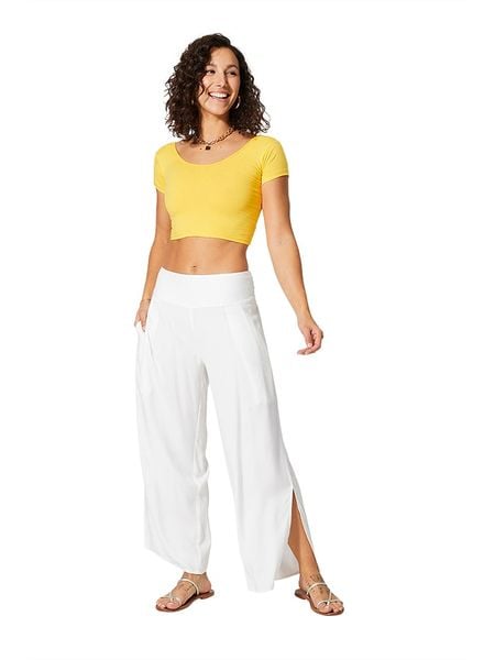 Aller Simplement Spodnie w kolorze białym rozmiar: 38/40. Białe spodnie materiałowe Aller Simplement, bez wzorów, z materiału, klasyczne, z podwyższonym stanem. Za 61.17 zł.