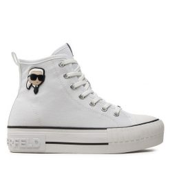 Trampki KARL LAGERFELD. Białe trampki KARL LAGERFELD, bez wzorów, bez zapięcia. Za 409.99 zł.