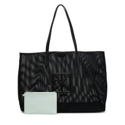 Torebka Calvin Klein. Czarne shopper bag Calvin Klein, bez wzorów, z meshu, bez dodatków. Za 569.99 zł.