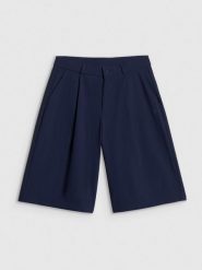4F Spodenki casual damskie - granatowe M. Niebieskie szorty 4f, bez wzorów, z tkaniny, casualowe. Za 169.99 zł.