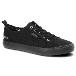 Trampki damskie Big Star, z tekstylną cholewką o ażurowej strukturze sznurowane i z płaską gumową podeszwą zapewniającą stabilność, czarne, JJ274064. Czarne trampki BIG STAR, w ażurowe wzory, z gumy, eleganckie, przed kostkę, bez zapięcia. Za 109.00 zł.