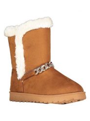 Geographical Norway Botki zimowe "Oseille" w kolorze jasnobrązowym rozmiar: 39. Brązowe botki Geographical Norway, bez wzorów, z futra, bez obcasa, bez zapięcia. Za 82.99 zł.