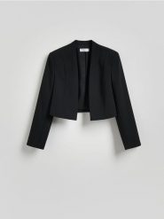 Krótka marynarka - czarny. Czarne marynarki i żakiety Reserved, l, bez wzorów, z tkaniny, bez ramiączek. Za 159.99 zł.