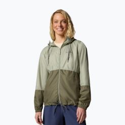 Kurtka przeciwwiatrowa damska Columbia Flash Forward II Windbreaker. Zielone kurtki przejściowe sportowe Columbia, bez wzorów, z softshellu, bez kaptura, trekkingowe. Za 169.99 zł.