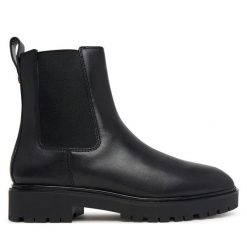 Sztyblety LAUREN RALPH LAUREN. Czarne botki Lauren Ralph Lauren, bez wzorów, bez obcasa, na płaskiej podeszwie, bez zapięcia. Za 879.99 zł.