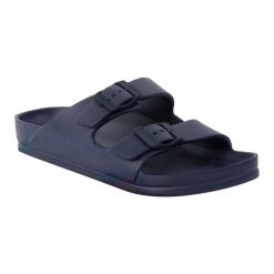 Klapki Damskie Lady Brooklyn. Niebieskie klapki Regatta, bez wzorów, z materiału, z otwartym noskiem, bez obcasa, na obcasie, bez zapięcia. Za 89.99 zł.