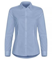 Clique Stretch Shirt L/S Women - koszula stretch z długim rękawem. Niebieskie koszule CLIQUE, l, bez wzorów, z bawełny, bez kołnierzyka, bez ramiączek. Za 200.07 zł.