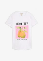 T-shirt 2 w 1 na okres ciąży i do karmienia z bawełny organicznej, oversize. Białe t-shirty bonprix, bez wzorów, z bawełny, bez kołnierzyka, bez ramiączek. Za 37.99 zł.