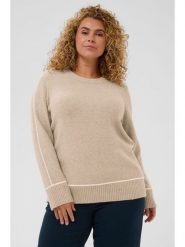 KAFFE curve Sweter w kolorze beżowym rozmiar: XL. Brązowe swetry KAFFE curve, xl, bez wzorów, z wełny, bez ramiączek. Za 115.24 zł.