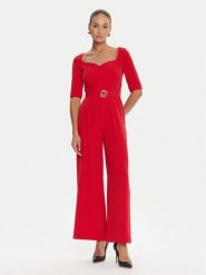 Rinascimento Kombinezon CFC0125323003 Czerwony Wide Leg. Czerwone sukienki Rinascimento, s, bez wzorów, z syntetyku, bez kołnierzyka, bez ramiączek. Za 489.99 zł.