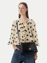 Tory Burch Torebka Charlie Embossed Croc Shoulder Bag 183354 Czarny. Czarne torebki klasyczne Tory Burch, bez wzorów, ze skóry, bez dodatków. Za 3,069.00 zł.