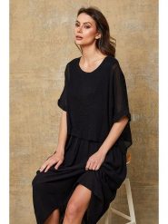 Fleur de Lin Sukienka "Dilla" w kolorze czarnym rozmiar: M. Czarne sukienki Fleur de Lin, m, bez wzorów, z bawełny, bez kołnierzyka, bez ramiączek, midi. Za 206.91 zł.