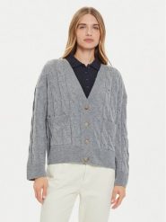 Tommy Hilfiger Kardigan WW0WW43089 Szary Regular Fit. Szare swetry Tommy Hilfiger, m, bez wzorów, z wełny, bez ramiączek. Za 419.99 zł.