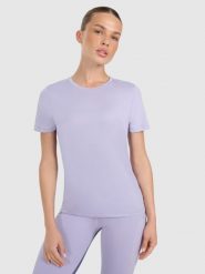 4F Koszulka treningowa regular szybkoschnąca damska - niebieska M. Niebieskie t-shirty sportowe 4f, m, bez wzorów, z elastanu, bez ramiączek, na fitness i siłownię. Za 79.99 zł.
