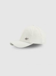4F Czapka z daszkiem strapback uniseks - biała S/M (58cm). Białe czapki z daszkiem 4f, bez wzorów, klasyczne. Za 69.99 zł.