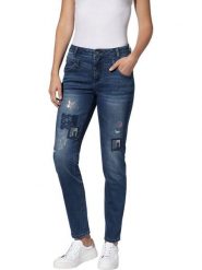 Heine Dżinsy - Skinny fit - w kolorze granatowym rozmiar: 34. Niebieskie jeansy Heine, bez wzorów. Za 104.99 zł.