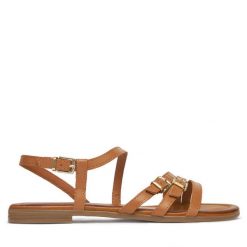 Sandały Lasocki. Brązowe sandały Lasocki, bez wzorów, bez obcasa, na płaskiej podeszwie, bez zapięcia. Za 139.99 zł.