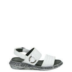 SANDAŁY DAMSKIE 395942 WHITE. Białe sandały Venezia, bez wzorów, ze skóry, bez obcasa, bez zapięcia. Za 179.00 zł.