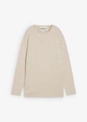 Długa bluza z dzianinowego materiału. Brązowe bluzy bonprix, bez wzorów, z dzianiny, bez ramiączek, bez kaptura. Za 99.99 zł.