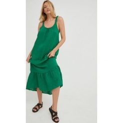 Answear Lab sukienka lniana kolor zielony maxi prosta. Zielone sukienki Answear Lab, na co dzień, m, bez wzorów, z tkaniny, bez kołnierzyka, bez ramiączek, maxi, proste. Za 219.99 zł.
