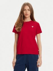 Guess Jeans T-Shirt W4YI10 J1314 Czerwony Regular Fit. Czerwone t-shirty Guess Jeans, l, z aplikacjami, z bawełny, bez kołnierzyka, bez ramiączek. Za 89.99 zł.