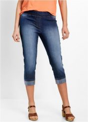 Dżinsy o kroju slim fit, ze stanem mid waist, uszyte z bawełny. Niebieskie jeansy bonprix, bez wzorów, z bawełny. Za 139.99 zł.