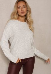 Jasnoszary Sweter z Domieszką Wełny Torissia. Szare swetry Renee, na zimę, bez wzorów, z wełny, casualowe, bez ramiączek. W wyprzedaży za 127.99 zł.