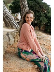 &Co Woman Spodnie "Loa" w kolorze różowo-zielonym rozmiar: L. Zielone spodnie materiałowe &Co Woman, bez wzorów, z materiału. Za 164.45 zł.