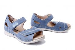 RIEKER V7474-10 blue, sandały damskie. Niebieskie sandały Rieker, bez wzorów, z gumy, bez obcasa, na koturnie, bez zapięcia. Za 359.90 zł.
